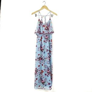 Princess Vera Wang Junior Formal Periwinkle Flower Maxi Dress Double Slit Size S